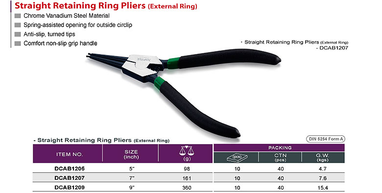 Straight Retaining Ring Pliers (External Ring)