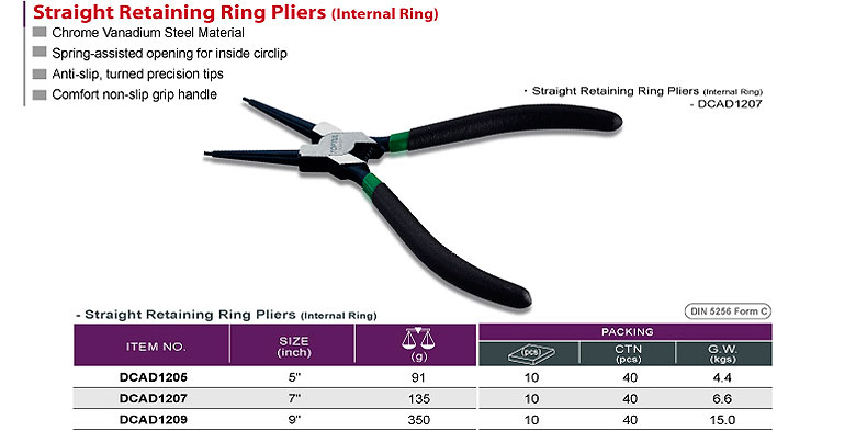 Straight Retaining Ring Pliers (Internal Ring)
