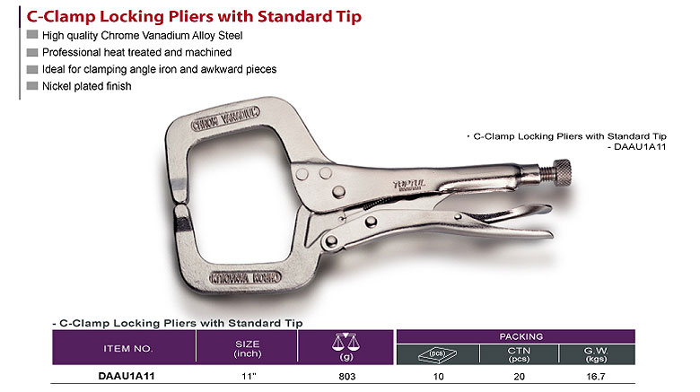 C-Clamp Locking Pliers with Standard Tip 
