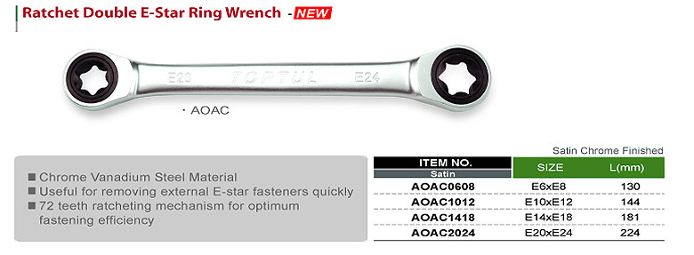 Ratchet Double E-Star Ring Wrench
